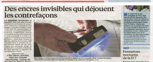 LE PARISIEN: SECURISTAMP, UN TAMPON ENCREUR HAUTE SECURITE